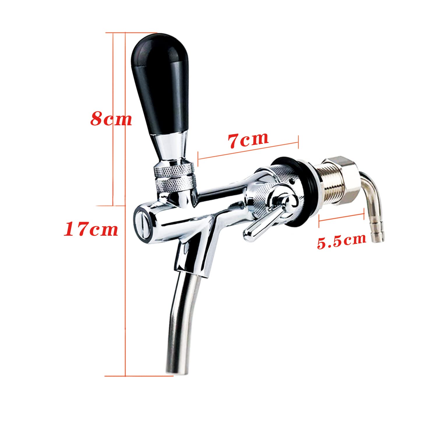 Robinet à bière réglable G5/8 - Filetage G5/8 - Chrome - Robinet à bière réglable - Pour la maison, le bar, les restaurants