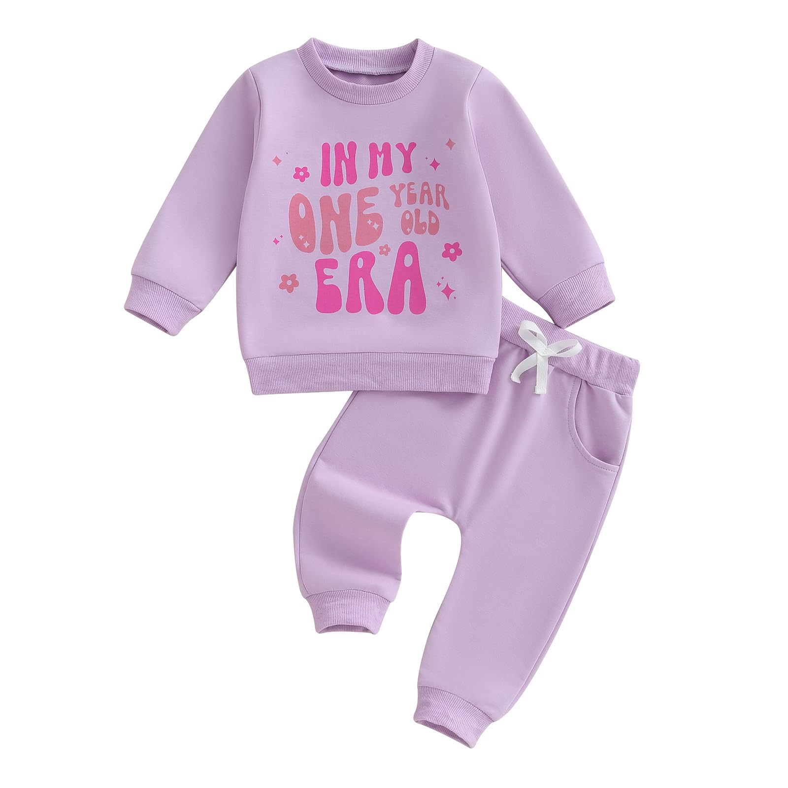 - Baby Girl First Birthday Outfit In My One Year Old Era Sweatshirt Fall Long Sleeve 1st Birthday Shirt Pants Set