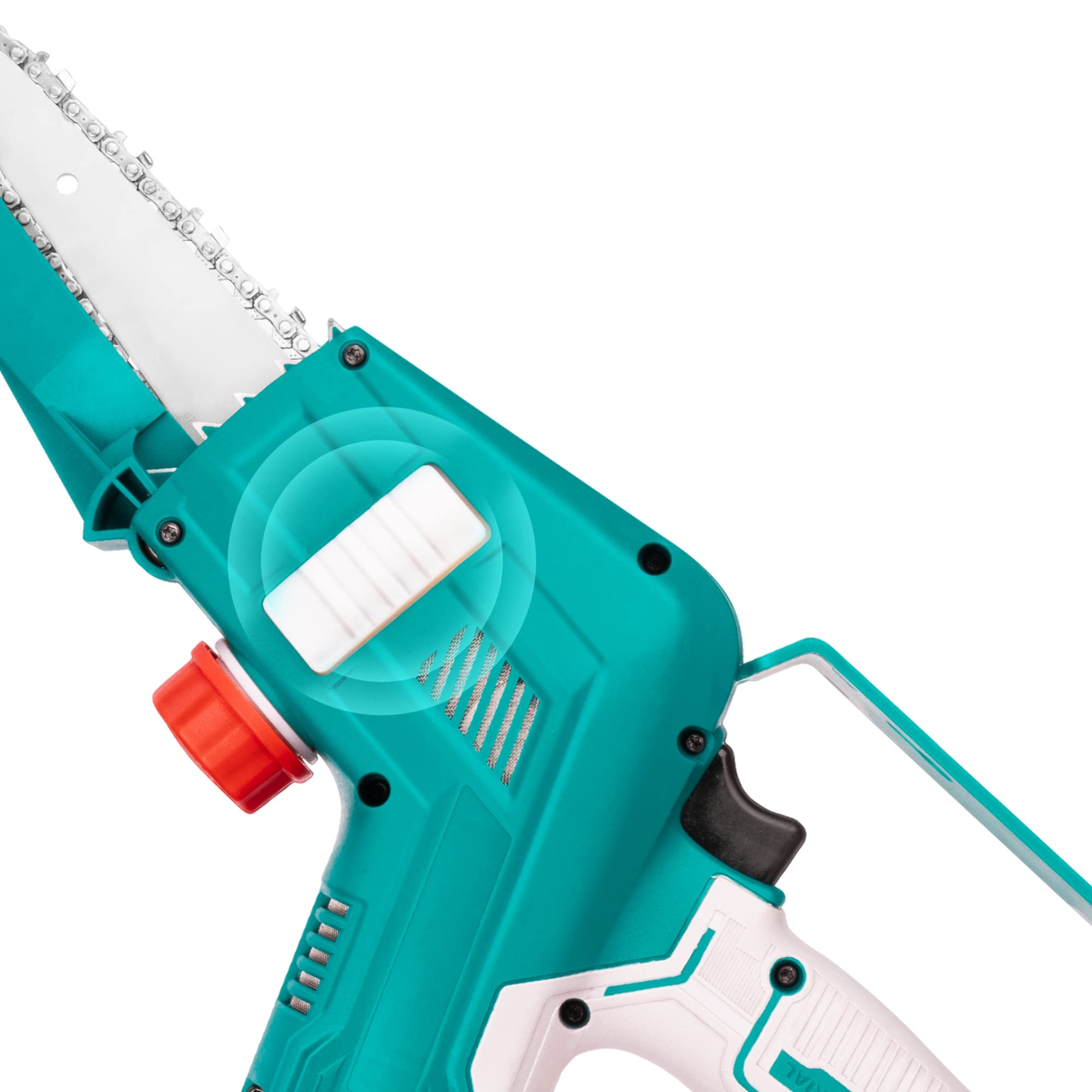 TOTAL - Sierra Mini de Cadena a Batería P20S de 20 V - Motor Brushless - Inalámbrica - Herramienta para Cortar Madera - Para Jardinería - Incluye Espada y Cadena