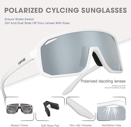 Miniatura 4 de KAPVOE Gafas de sol polarizadas para ciclismo, deportes, protección UV400, para correr, pescar, conducir, béisbol, para hombres y mujeres