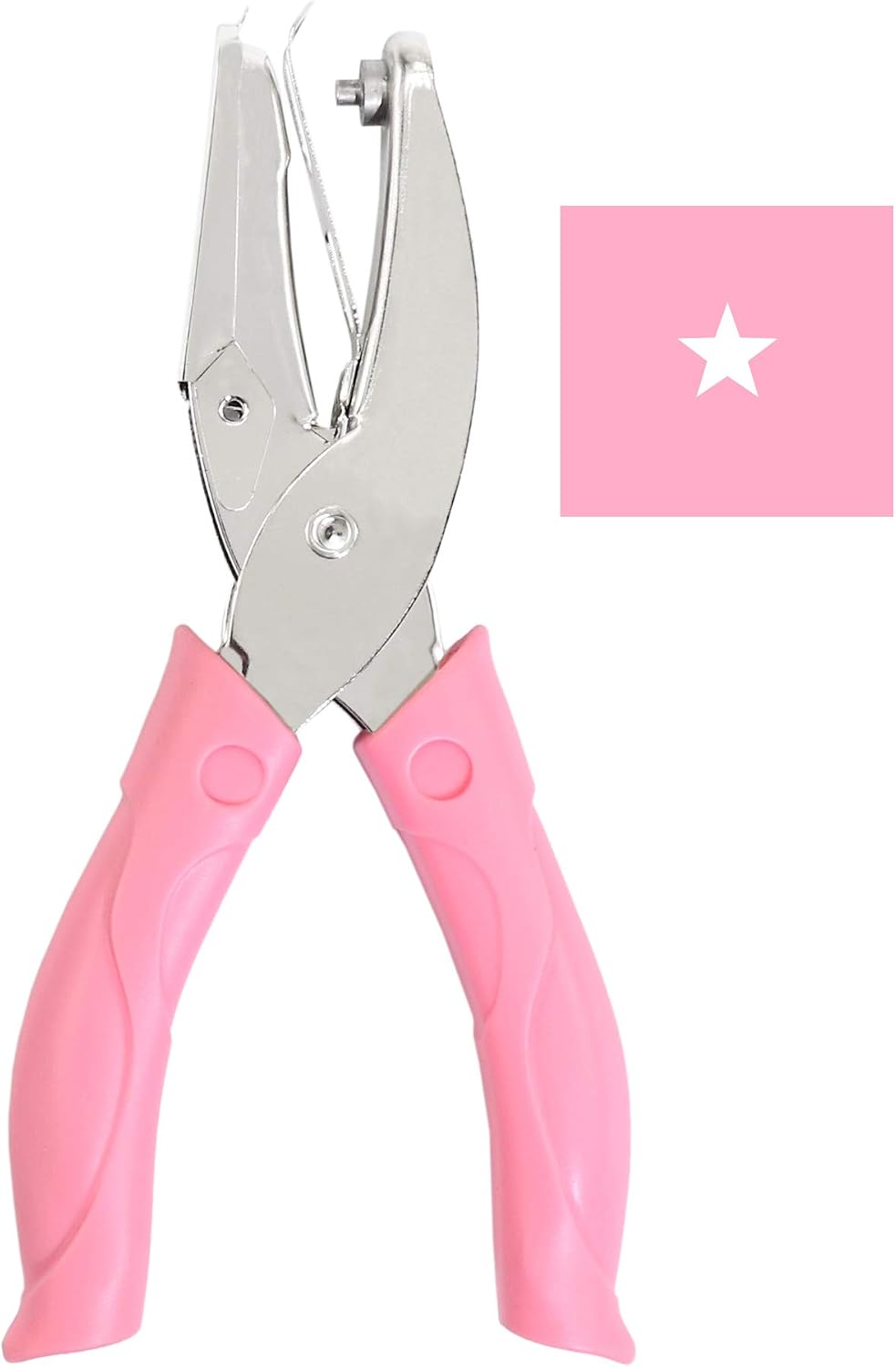 IZTOSS Handheld 1/4 Inch Hole Paper Punch Puncher with Pink Grip for Christmas Decoration Gift （Star）