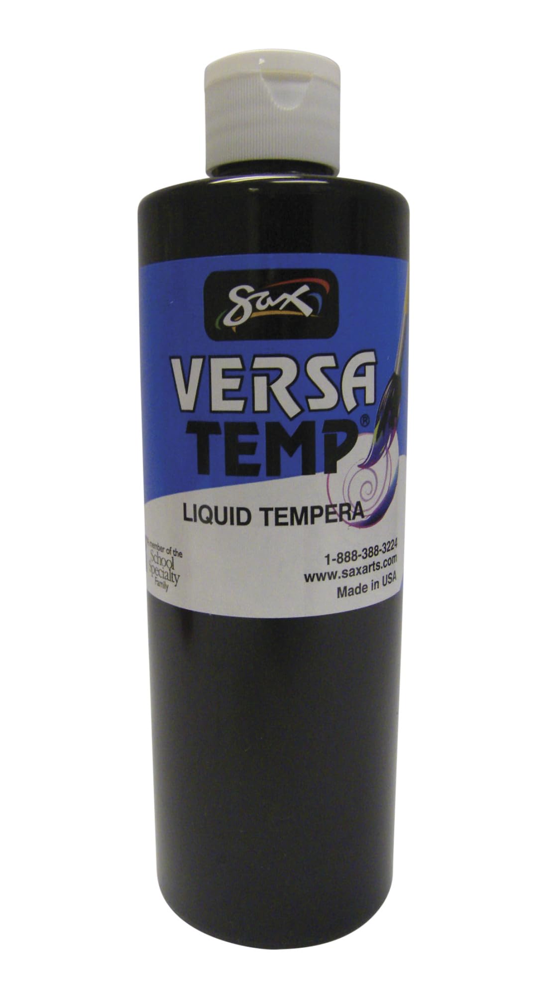 Sax Versatemp Heavy-Bodied Tempera Paint, Black, 1 Pint - 1440686