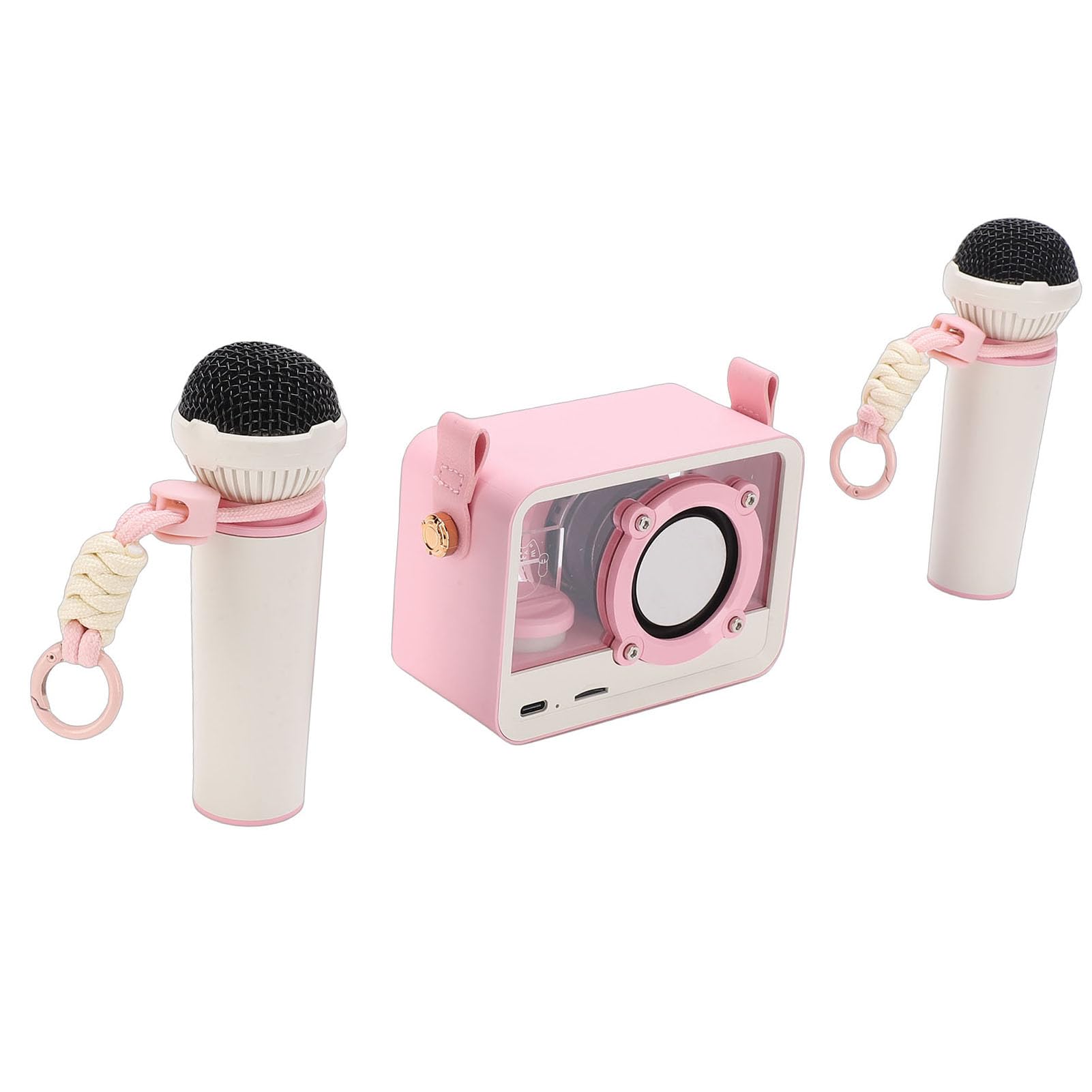 Machine de Karaoké Portable,Deux Microphones Sans Fil Haut-parleur 10W Lumières LED,Machine Karaoké,for Fêtes Maison Voyages Plein Air Familles Enfants Événements Outdoor