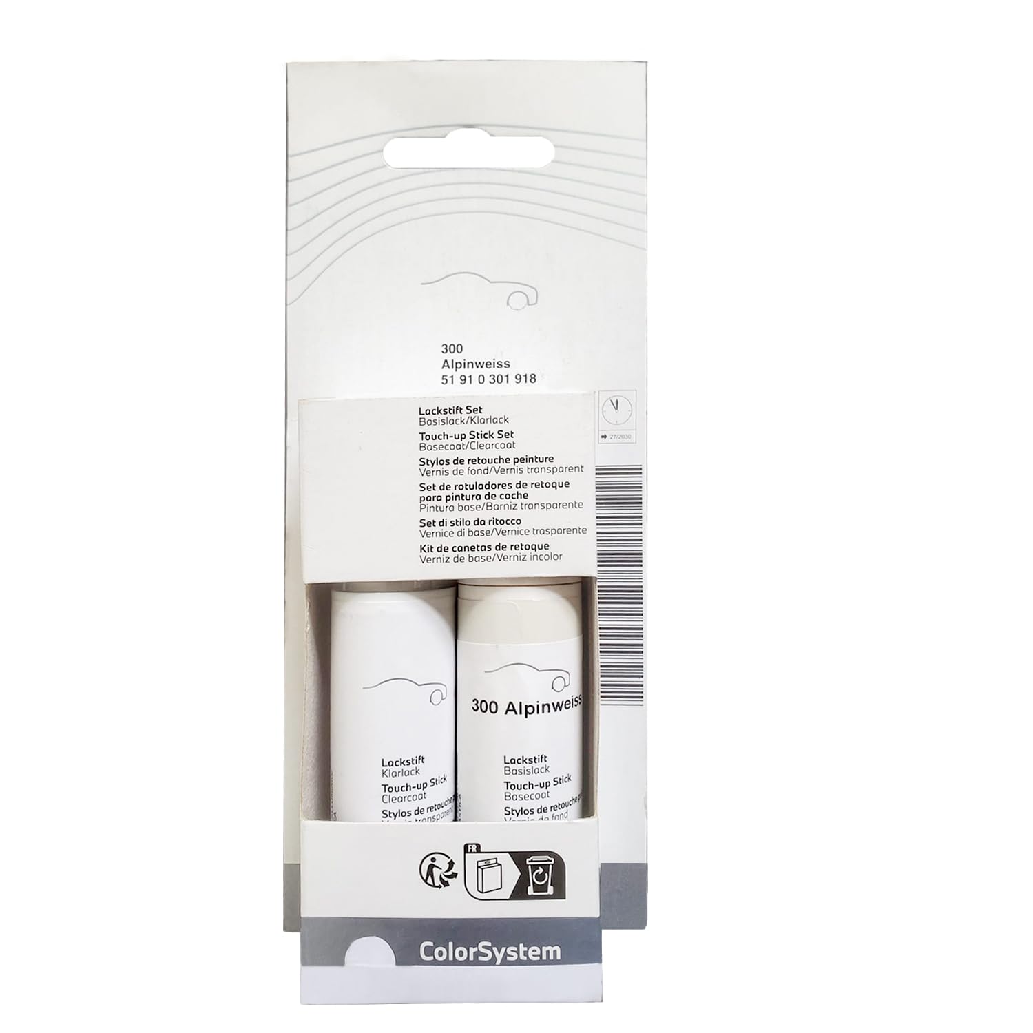 Genuine Alpine White Touch Up Car Paint Code 300 for BMW | 51910301918 - 2x12ml