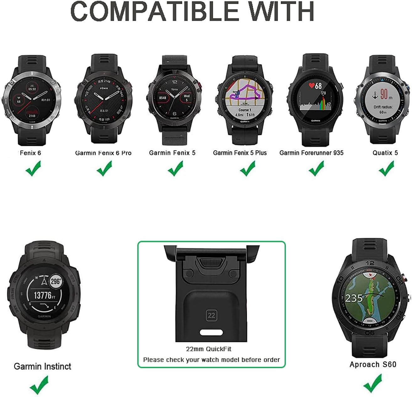 sport band compatible with garmin fenix 5 band 22mm soft silicone replacement strap for garmin fenix 5 plusfenix 6fenix 6 proforerunner 935foreru