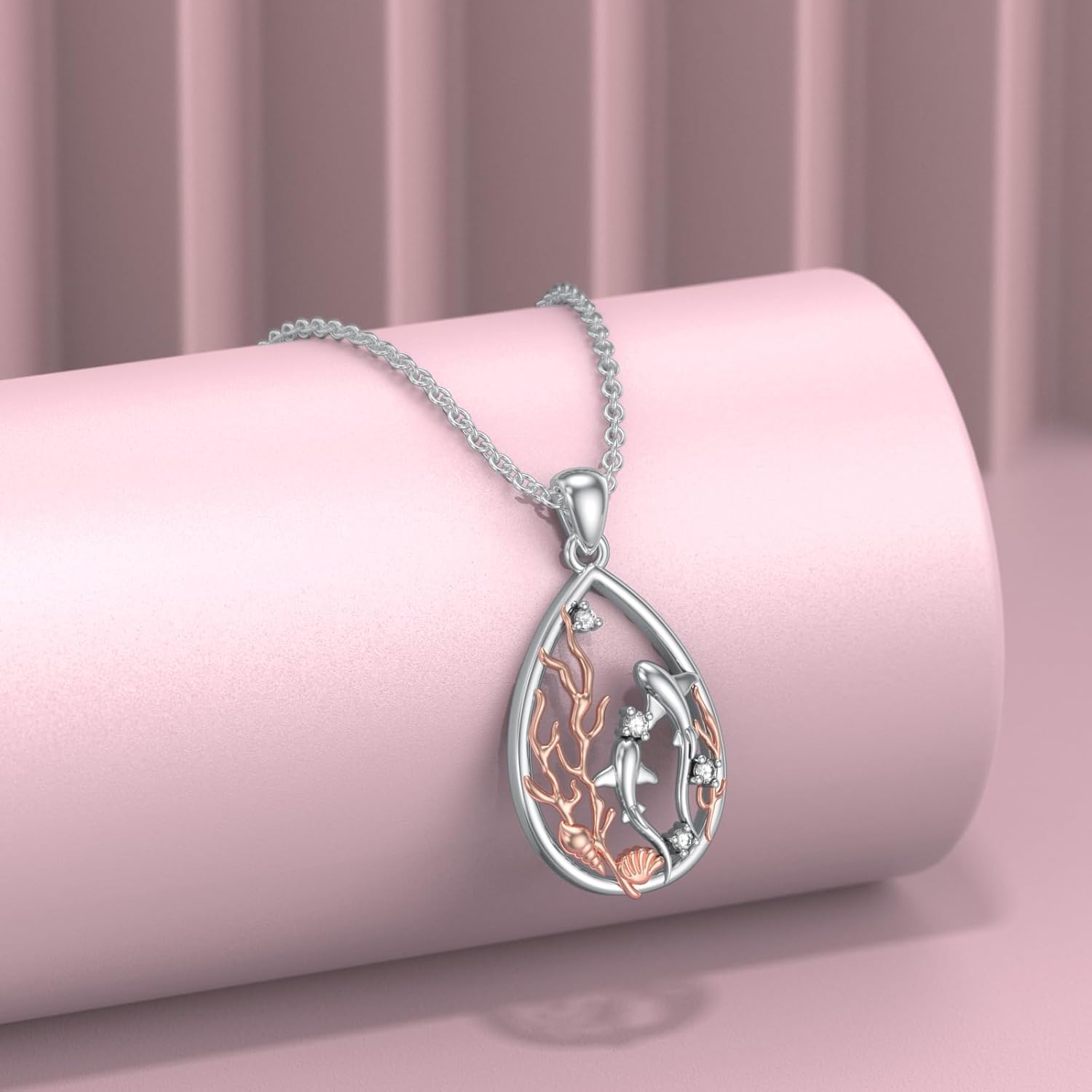 Diamond Shark Necklace for Women 925 Sterling Silver Sea Life Pendant with Lab Grown Diamond Jewelry Gifts - Image 3