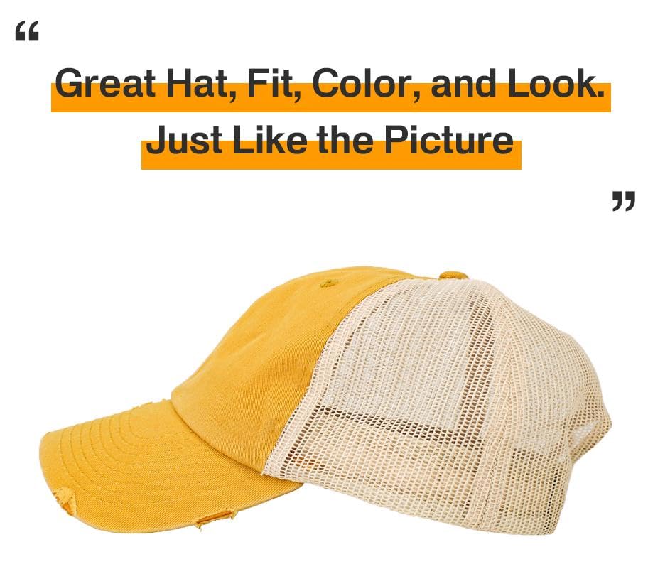 Image of KBETHOS Vintage Washed Distressed Cotton Dad Hat Baseball Cap Adjustable Polo Trucker Unisex Style Headwear