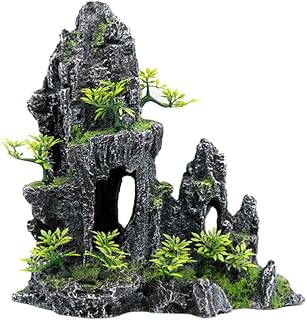 Balacoo Aquarium Mountain View Stone Ornament Tree Rock Cave Fish Tank Decoration Fish Hiding Cave