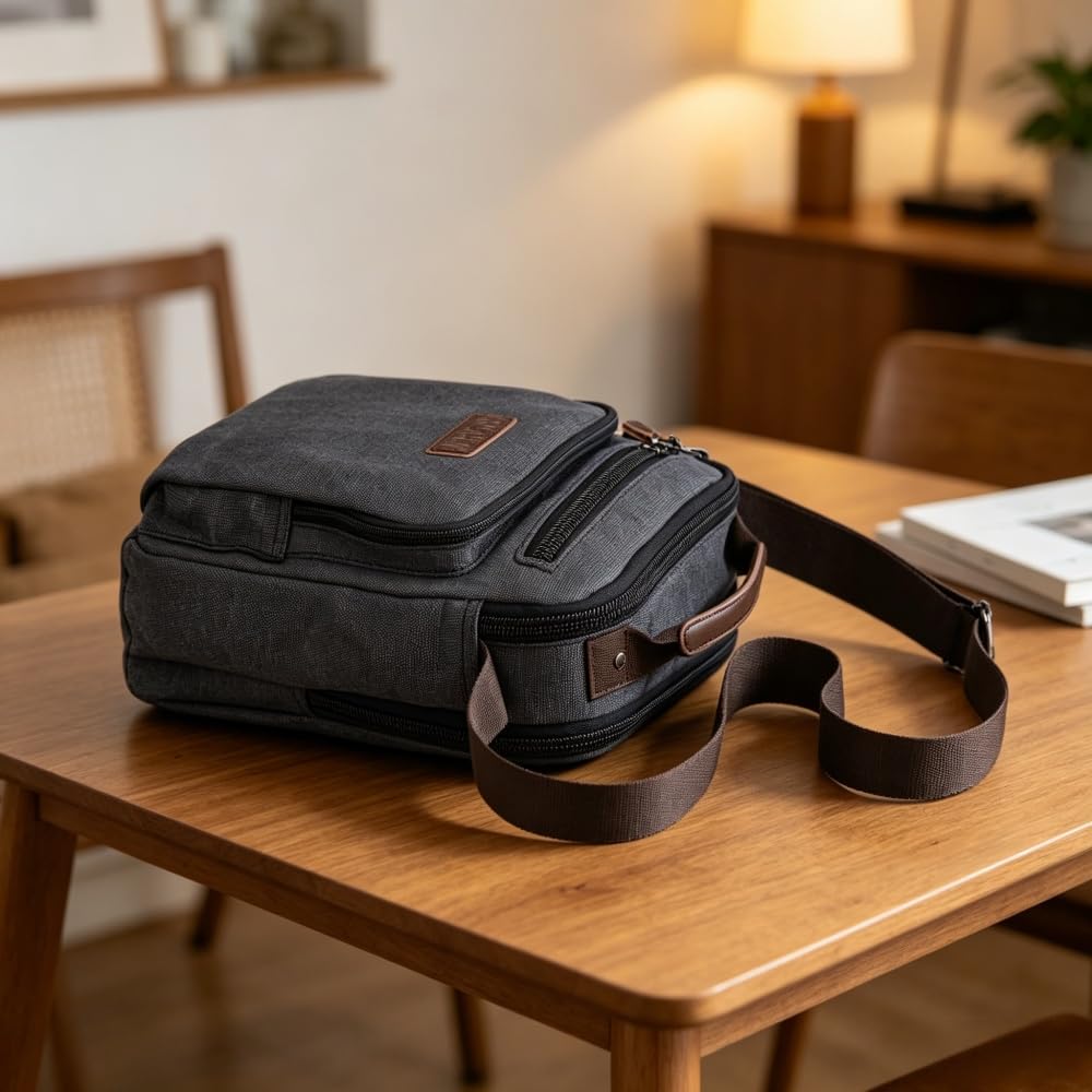Umhängetasche Schultertasche für Herren, Damen und Jungen, Kuriertasche aus Canvas, Herrentasche für Tablet, Messenger Bag für Tägliches Leben Reise
