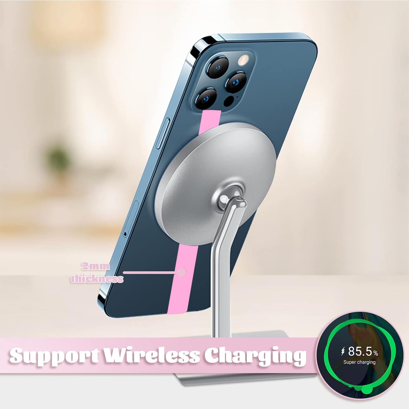 Supporto per telefono in silicone, 3 pezzi, con clip per telefono con clip da dito, per iPhone 15/15 Pro, telefono Android (210, 3, rosa)