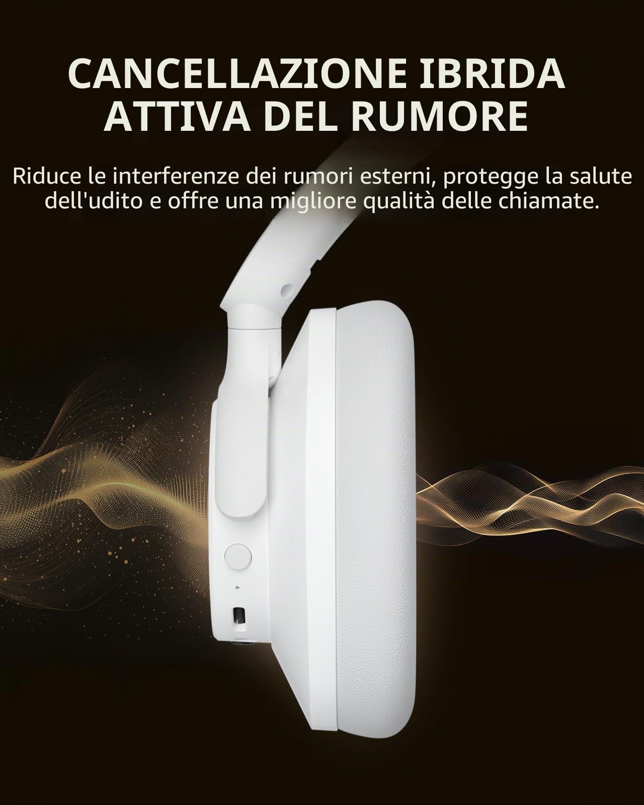 Tronsmart Q20S Cuffie Cancellazione Rumore Attiva Ibrida, Cuffie Wireless Over Ear, 60 Ore ANC, Hi-Res audio, Bassi Potenti, Personalizza con App, Modalità Trasparenza - Bianco