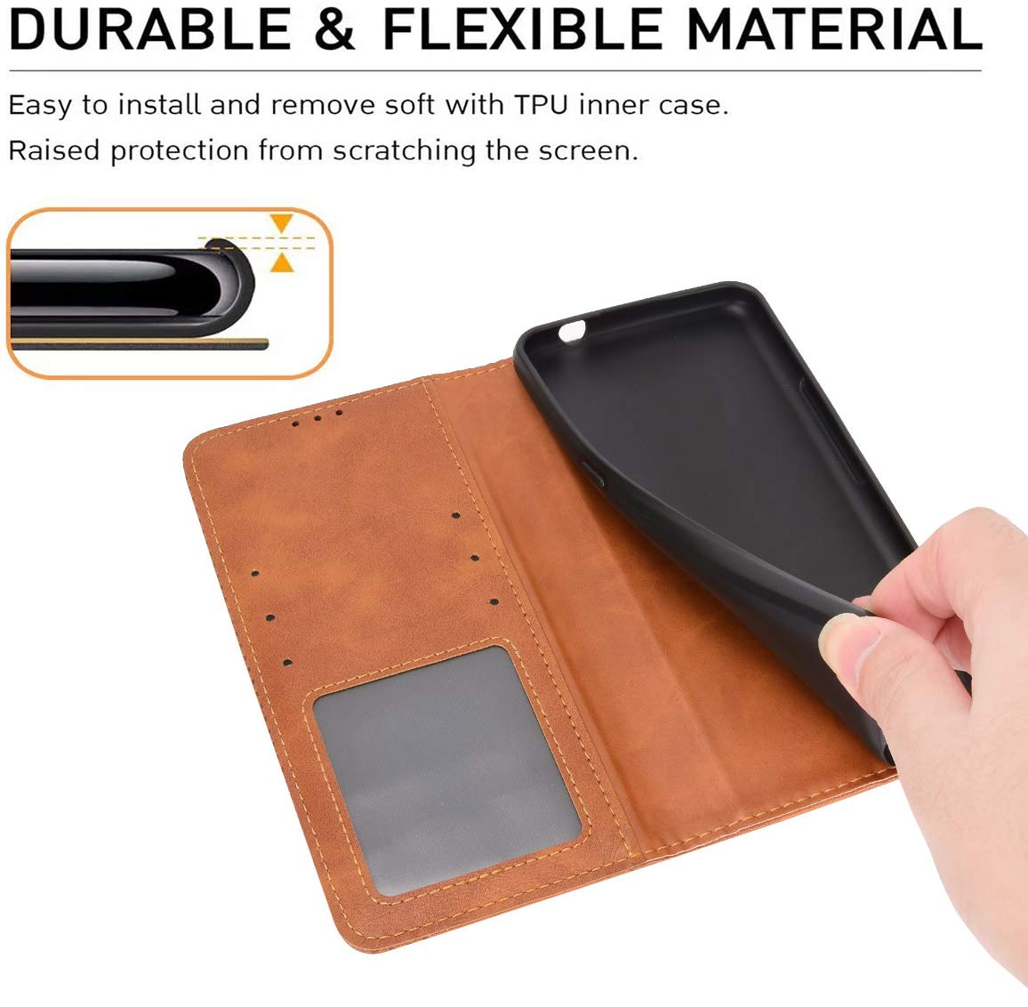 HAOYE Coque Pour Oppo Realme 12X 5G / Realme 12 5G, Cuir Etui Premium PU TPU Housse Folio Flip Case, Cover Portefeuille Ave ID Carte De Crédit Slot Fermeture Magnétique, Brown