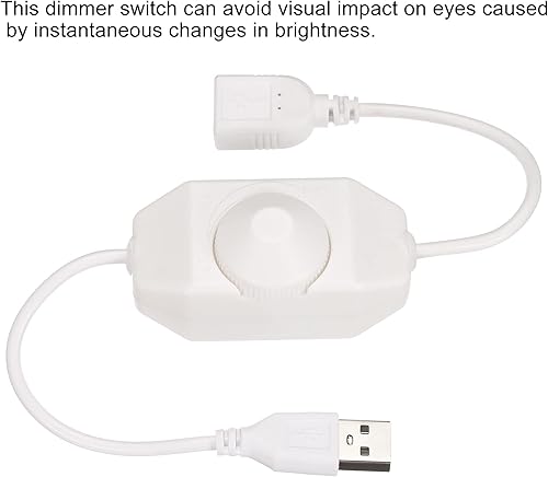 Miniatura 5 de MECCANIXITY Interruptor de atenuación de tira LED de 5 V CC USB hembra a macho cable de extensión con controlador de interruptor giratorio para