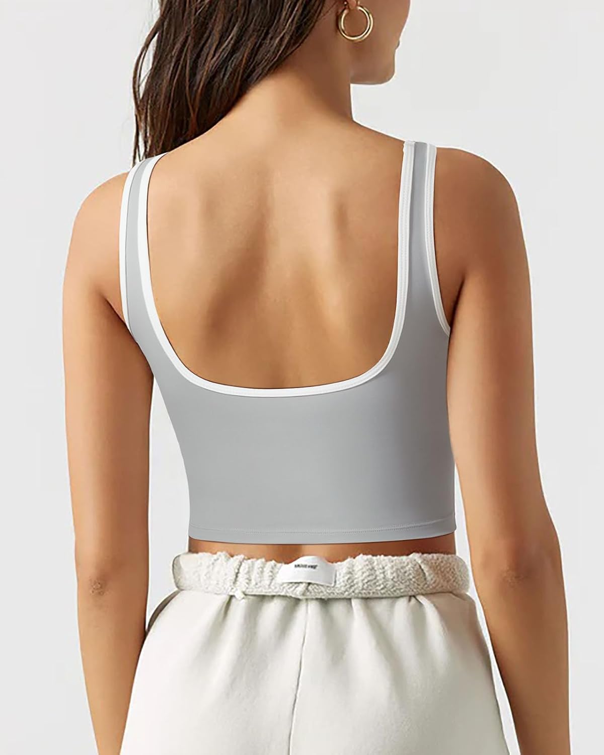 SUUKSESS Women Sweetheart Neckline Longline Sports Bra Padded Basic Workout Crop Tank Top - Image 2