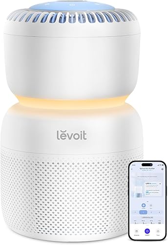 LEVOIT Purificador de aire para dormitorio del hogar con filtro HEPA, máquina de sonido de ruido blanco y luz nocturna sin luz azul, compatible con