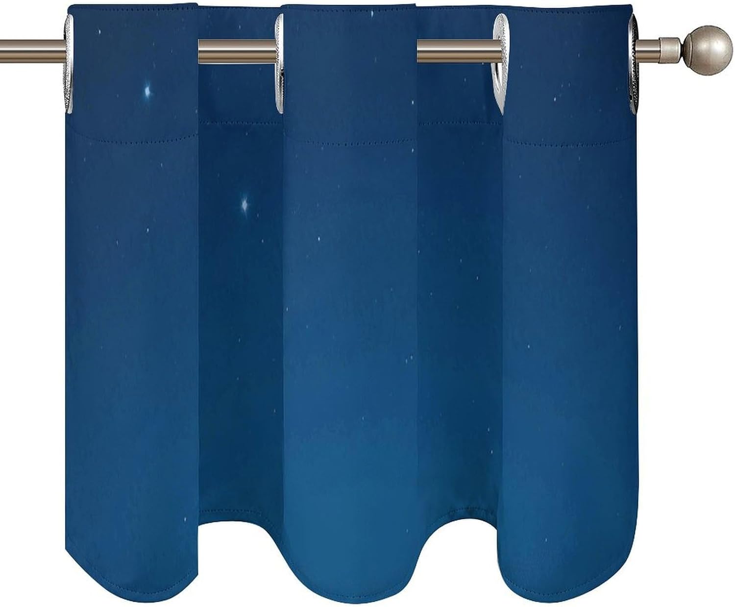 Dark Navy Stars Valance for Windows, 2 Pack Kitchen Curtains Modern Home Decor, Soft Blackout Window Curtains for Living Room & Bedroom, 18 X 52 Inch