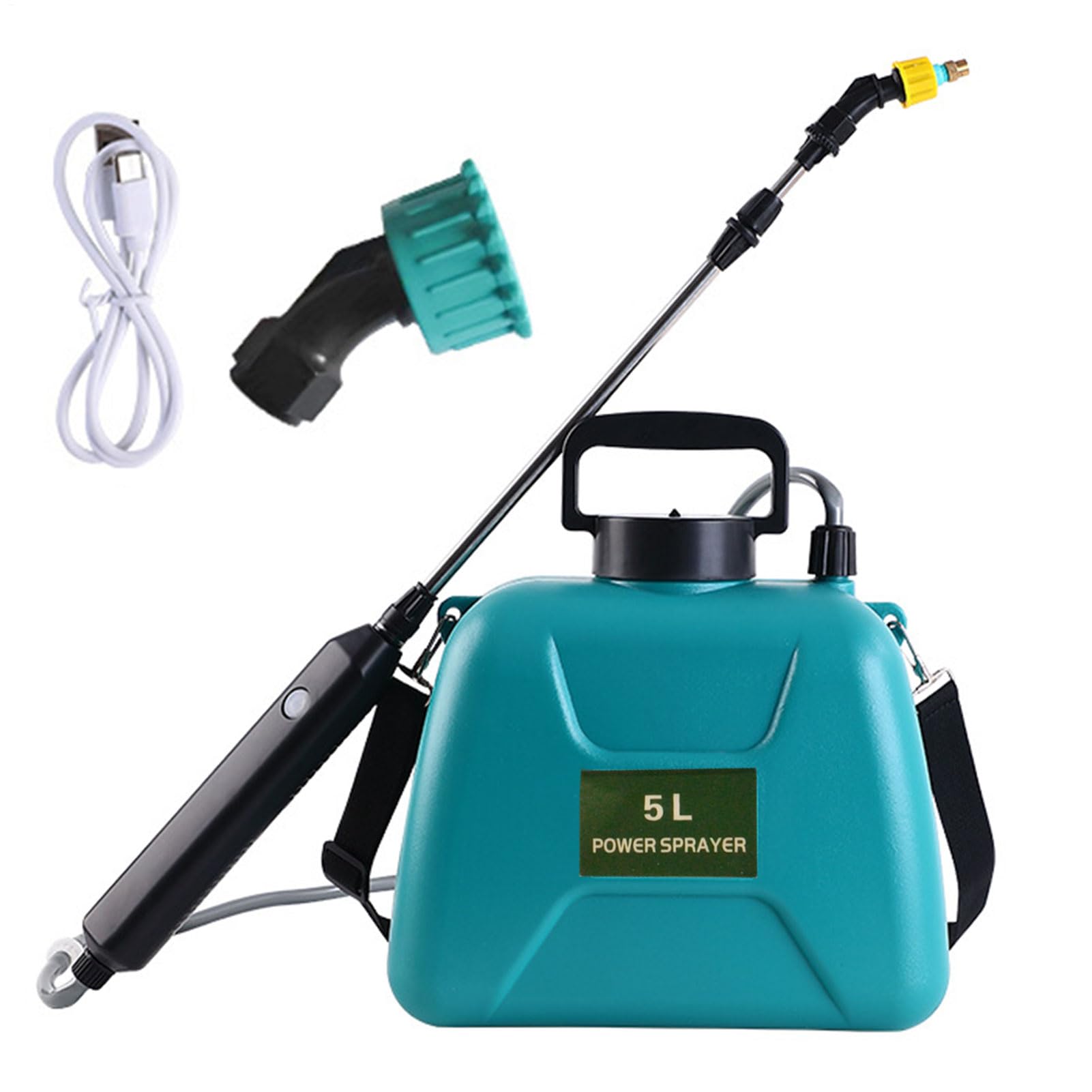 Pompa Irroratrice A Batteria, 5L Spruzzatore Elettrico A Batteria Per Piante Con 2 Bocchette E Tracolla Regolabile Impugnatura Ricaricabile USB Nebulizzatore A Pressione Da Giardino