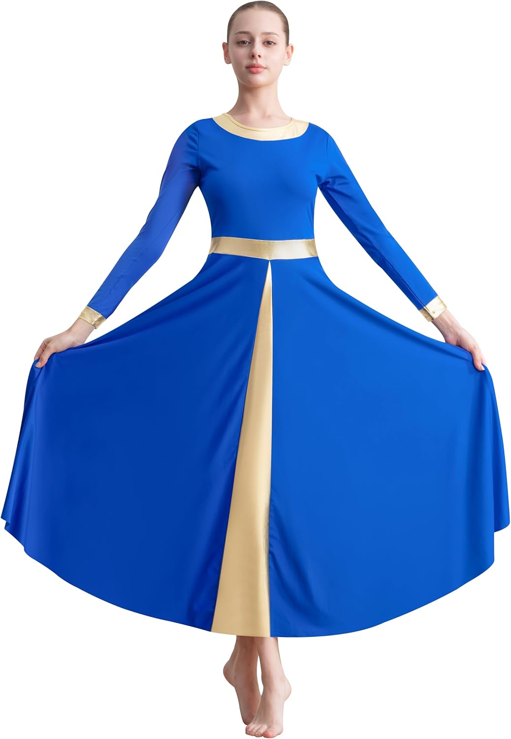 Praise Dance Dress for Women Liturgical Long Dress Worship Dancewear Fit Full Length Church Costume - Image 5