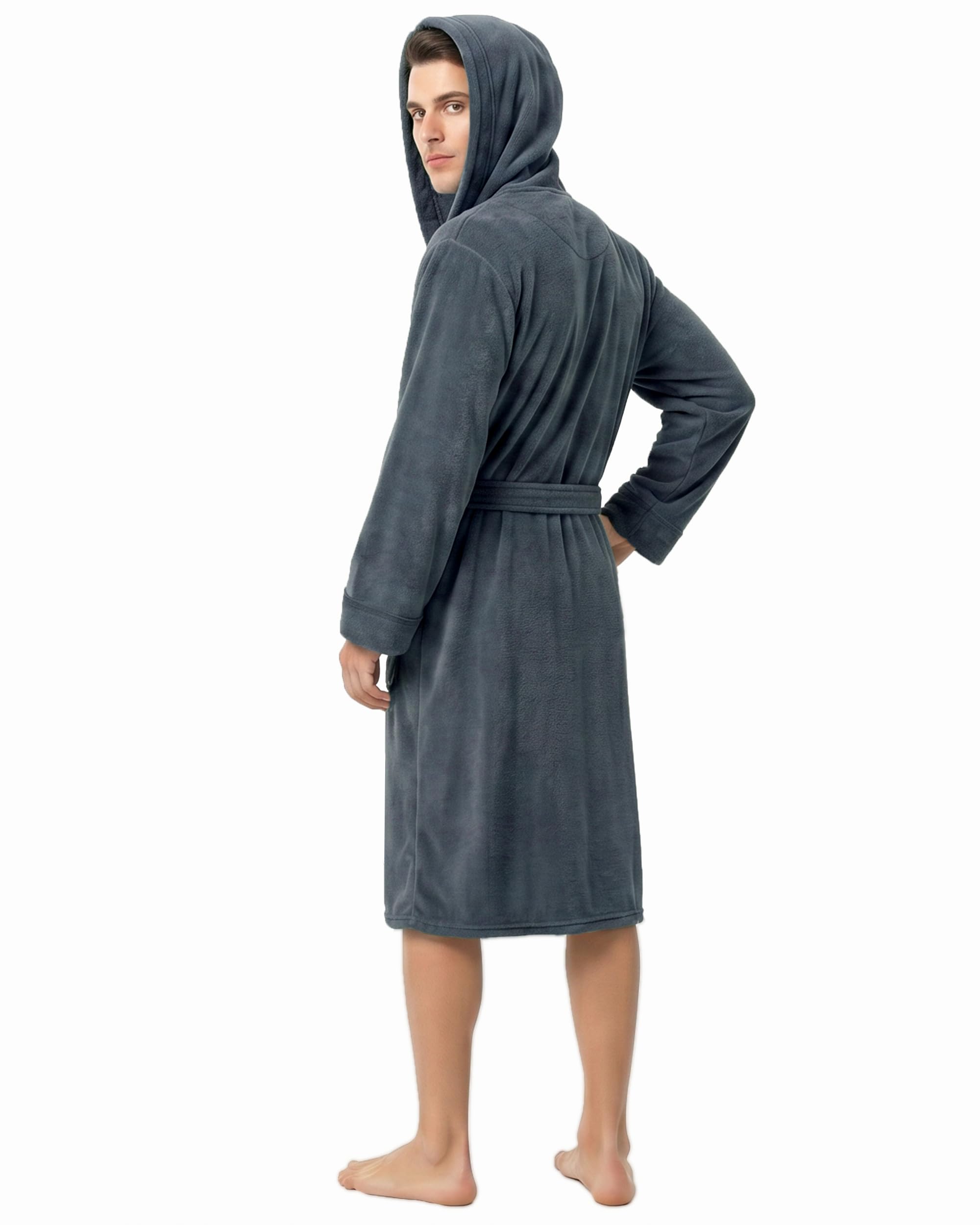 NY Threads Robe de chambre à capuche pour hommes, vêtements de nuit doux et confortables