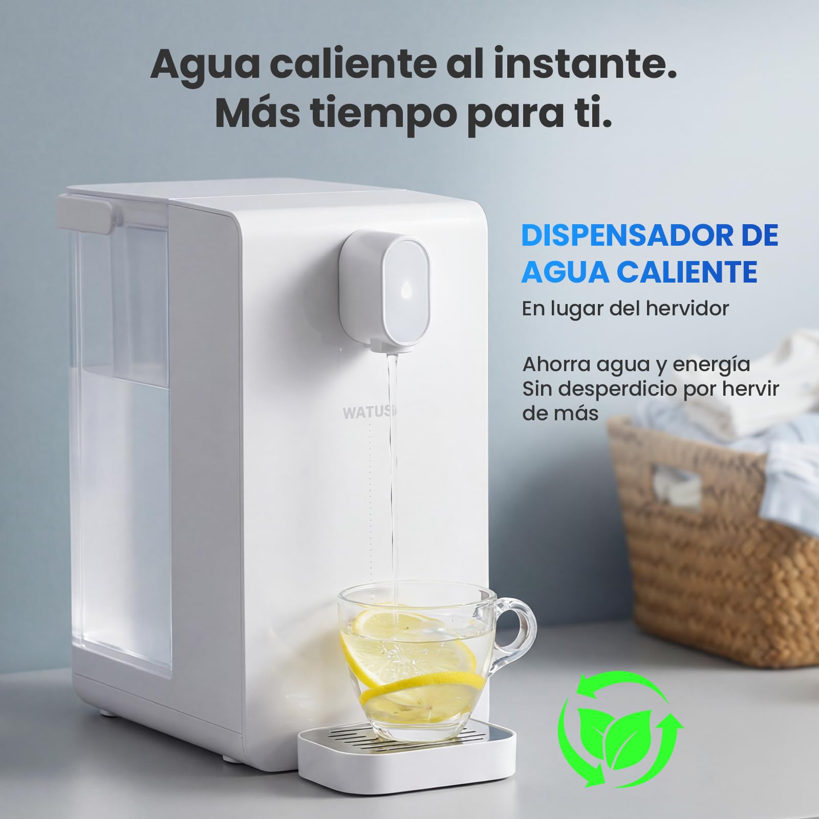 Dispensador de agua caliente, dispensador instantáneo con filtración y calefacción, 3 cartuchos filtrantes. Filtra el agua para reducir la piedra caliza, el cloro, el plomo.
