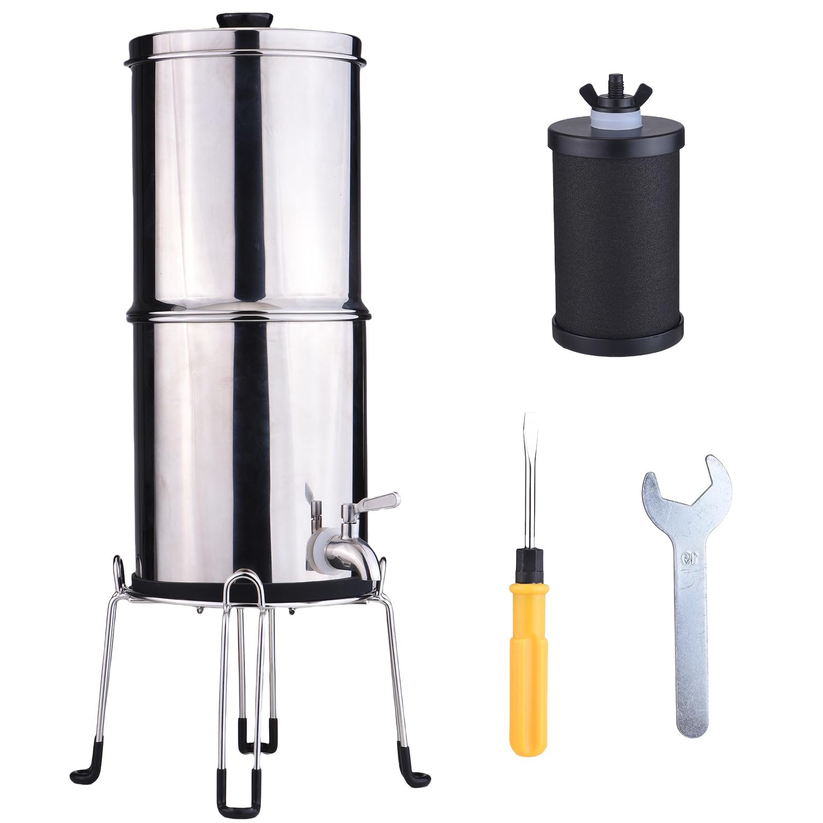 de Filtro de Agua de 1 Galón Construido en Acero Inoxidable para el Hogar y Preparación para Emergencias (K8779A Con soporte)