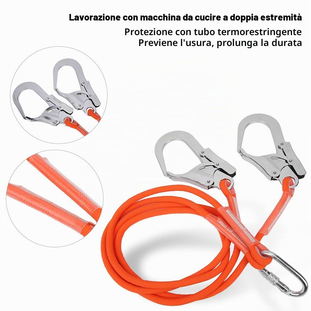 Cordino di Protezione anticaduta per Lavoro Aereo Leggero 1.6M Corda di Sopravvivenza per Costruzione all'aperto Cintura di Sicurezza per Lavoro Aereo Resistente all'Usura per Esterni per