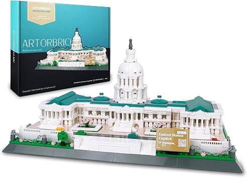 ArtorBricks Architectural United States Capitol Building Collection Building Set Model Kit and Gift for Adults 1074 Pieces
