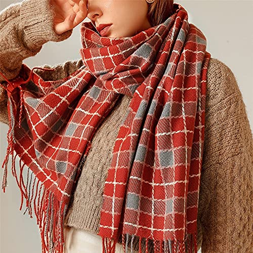 Szaliki Szalik Szale Szalik zimowy Kobiety Ciepły Koreański Styl Szklany Szaliki Womans Winter Fall Ciepłe Szalik Duże Tartan Szaliki Wrap Szal Szal Ciepły Chusty (Blue : Bronze, Size : 180x70cm)