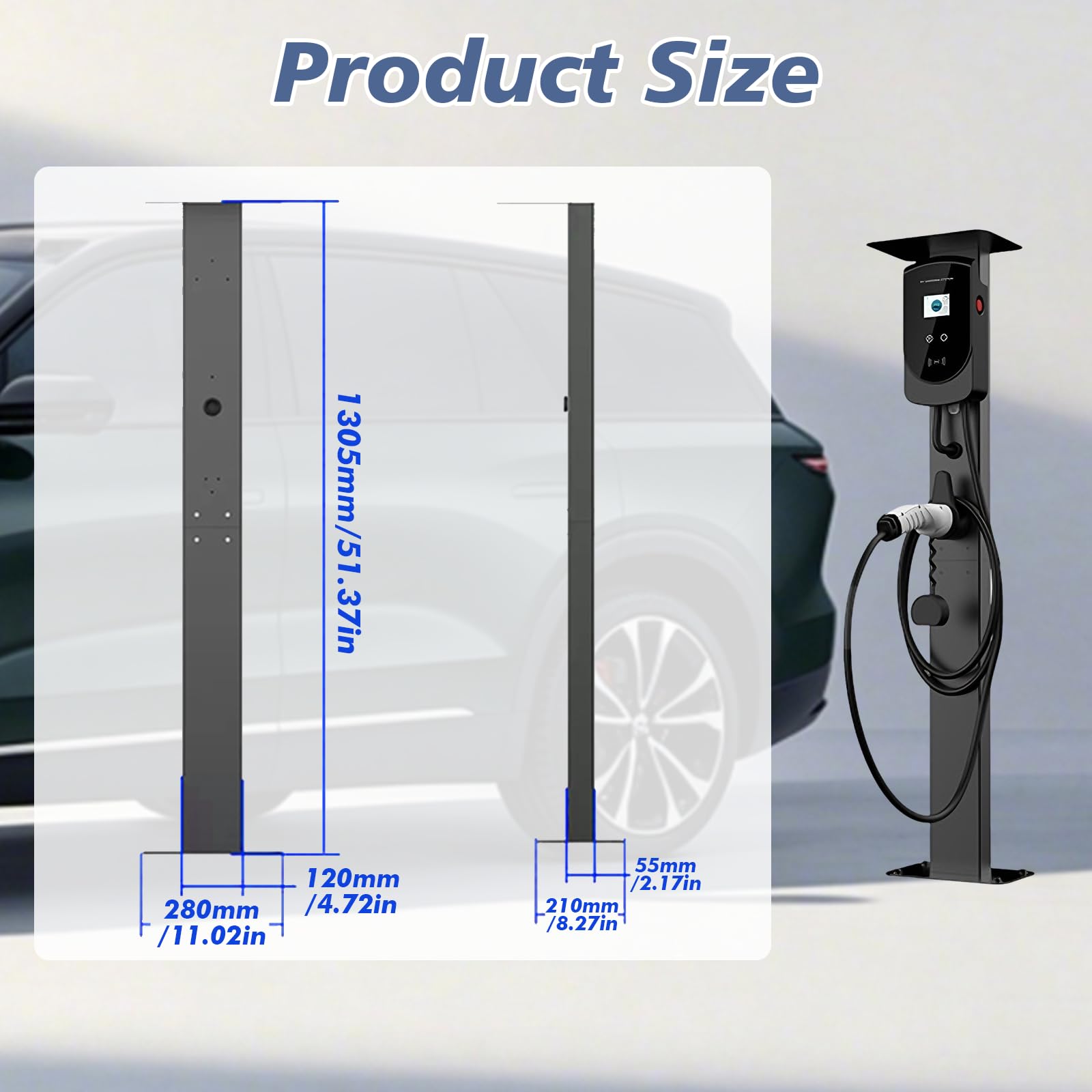 Wallbox - Supporto universale per colonna di carico EV per esterni | Supporto autoportante Wallbox con gestione dei cavi, supporto universale per stazioni di ricarica per auto elettriche