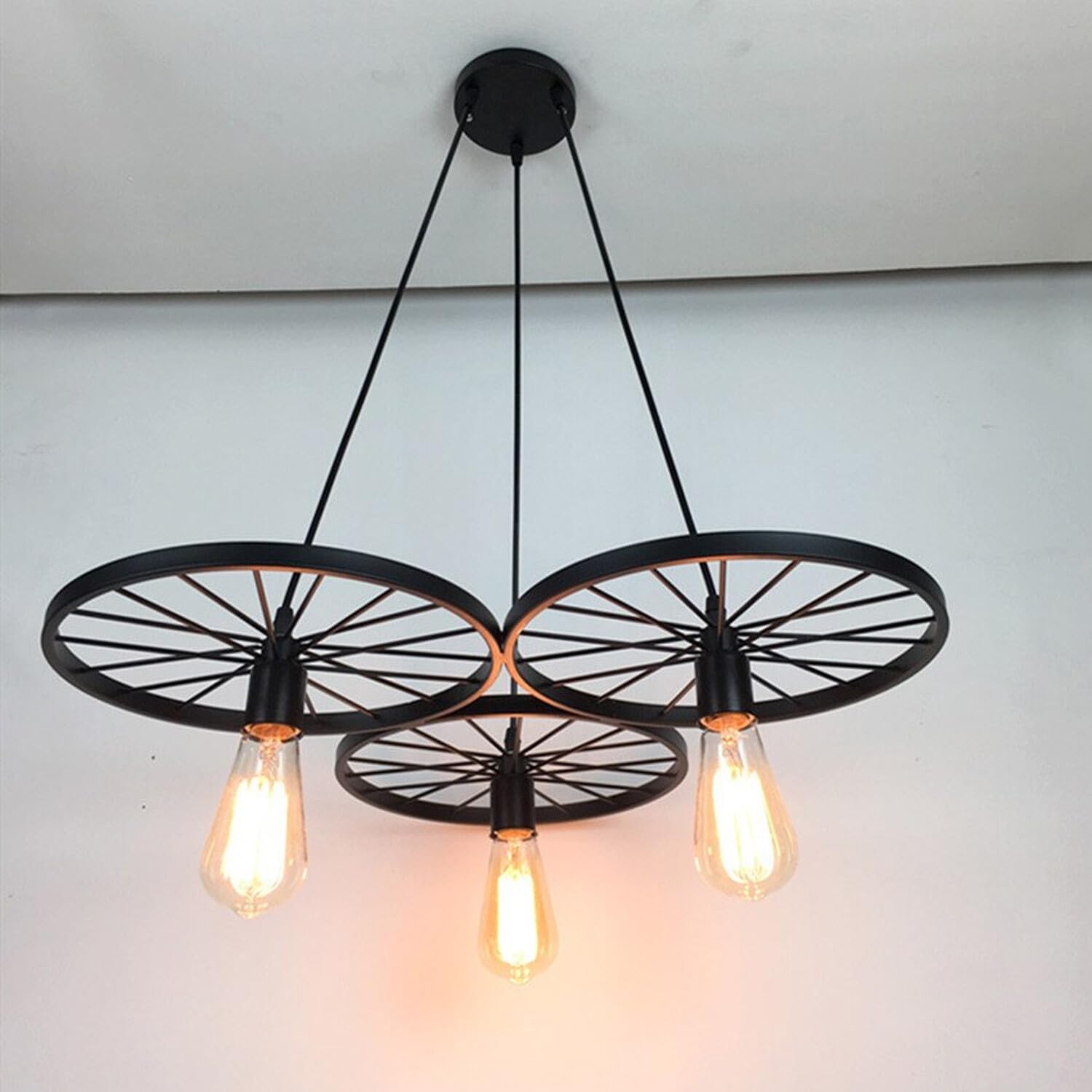 LEDSone Vintage 3-Light Hanging Pendant Light Height Adjustable with Bulb