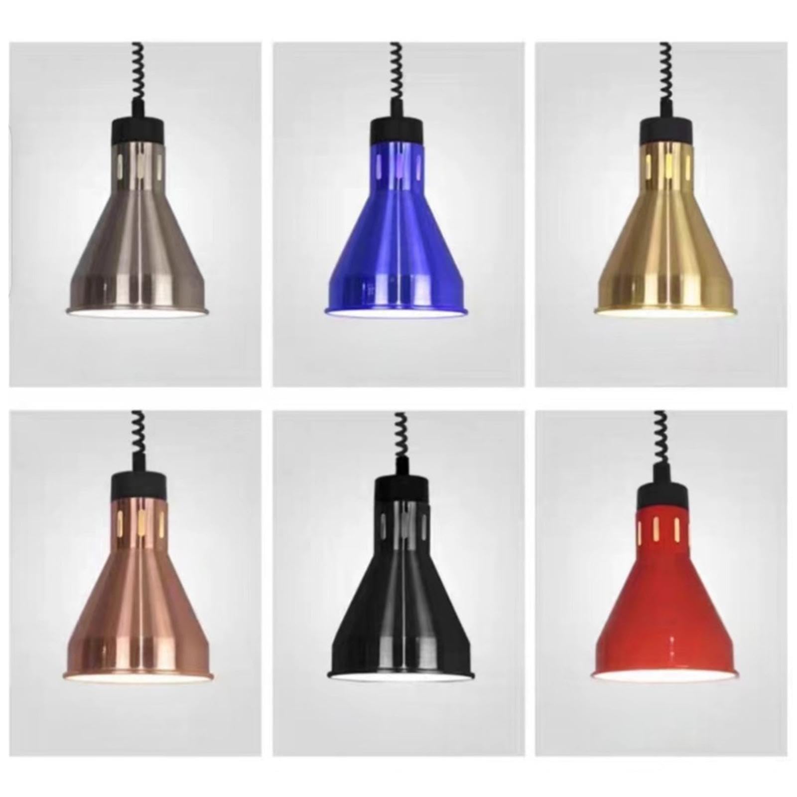 Lampada riscaldante per alimenti che mantiene i piatti caldi nei ristoranti a buffet, assicurando una temperatura di servizio deliziosa. Lampade