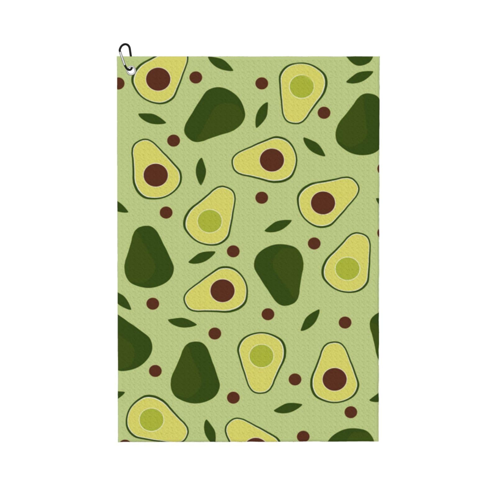 Hnnkloy Avocado Vintage Avocado, 16x24 in Portable Waffle Golf Towels with Carabiner Clip for Golf Bag