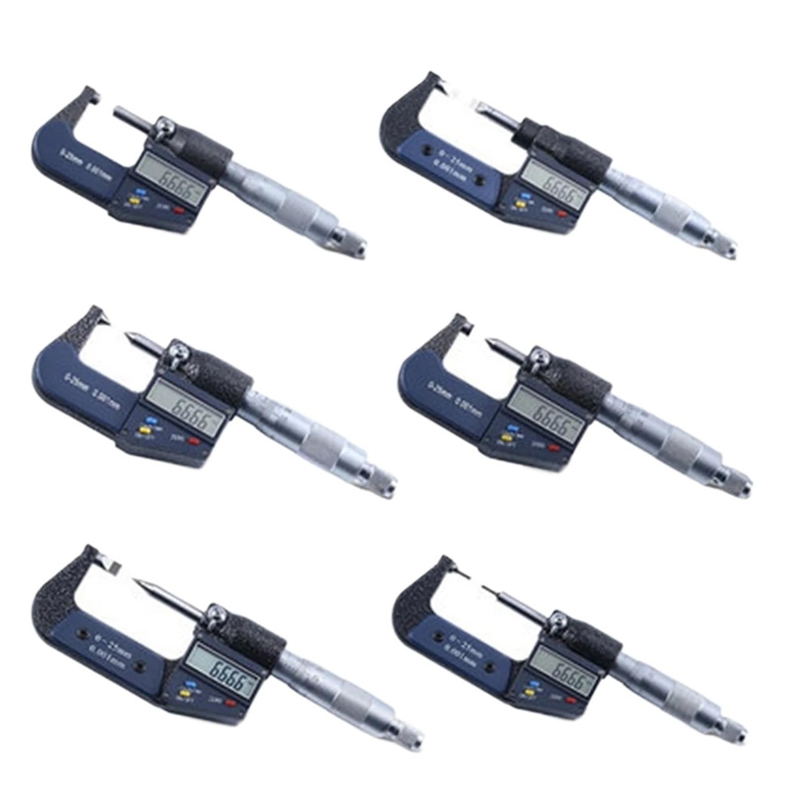 Mikrometr cyfrowy 0-25 mm z płaską głowicą i podwójnym grotem, 60 stopni i 30 stopni Niski błąd(Round)