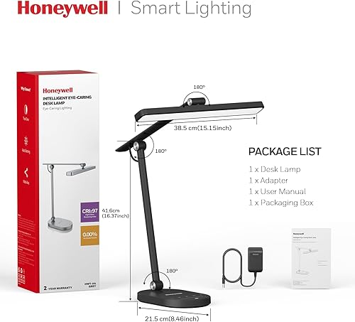 Miniatura 8 de Honeywell Lámpara de escritorio para oficina en casa, H4 Sunturalux Luz de escritorio LED para cuidado de los ojos, lámpara de escritorio regulable