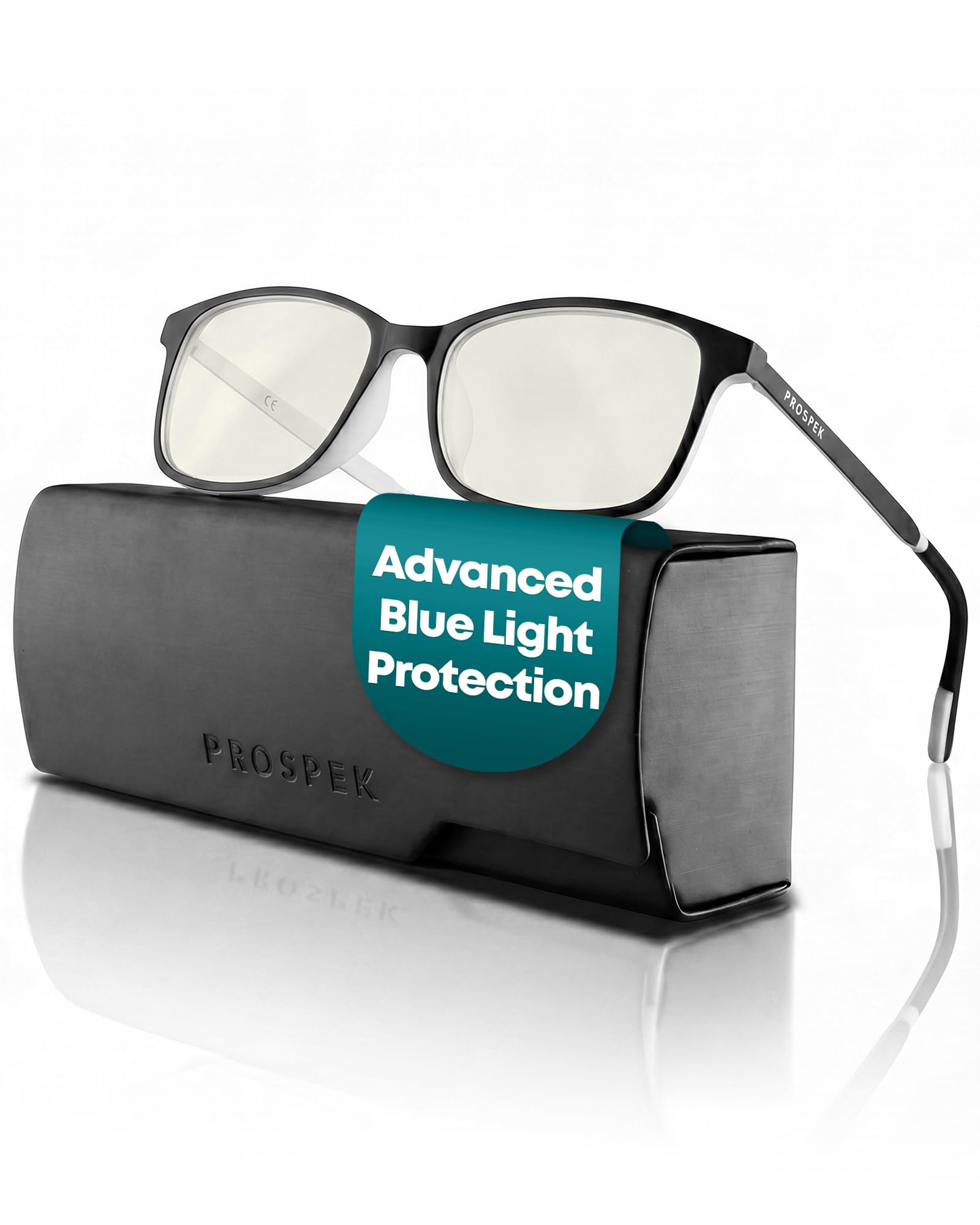 Prospek Blue Light Glasses – Eye Strain Relief, Anti Glare White - Black 1.50 Diopters