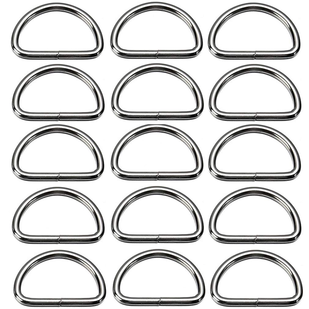 Luzen Silver 100 Pieces 1 Inch Multi-Purpose Metal D Ring Semi-Circular D Ring Heavy Duty Plated D-Rings For Hardware Bags Ring Hand Diy Accessories And Pet Leash