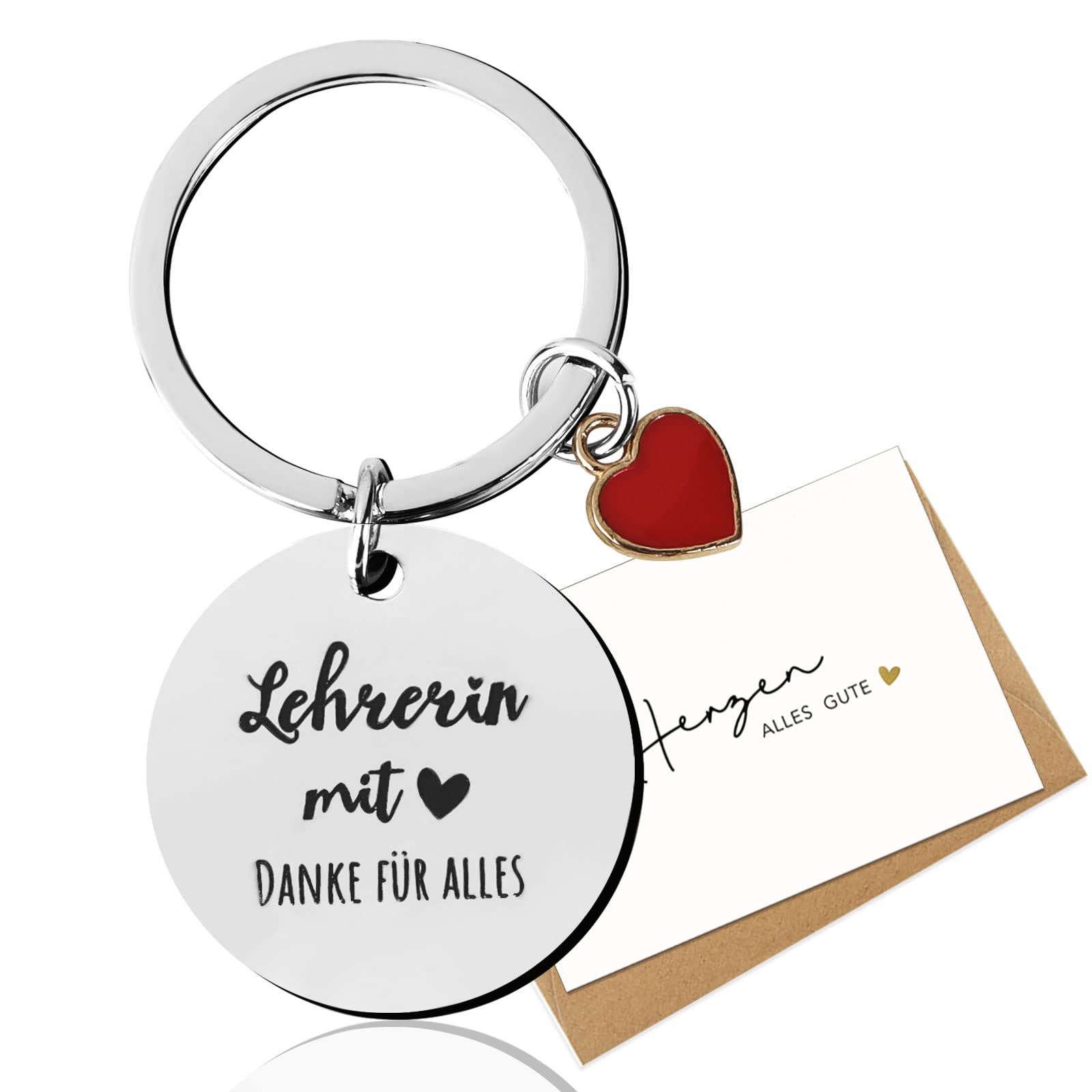 Tenare Lehrer Dankesgeschenk-Set – 2 Gravierte Schlüsselanhänger & 2 Dankeskarten Mit Umschlägen