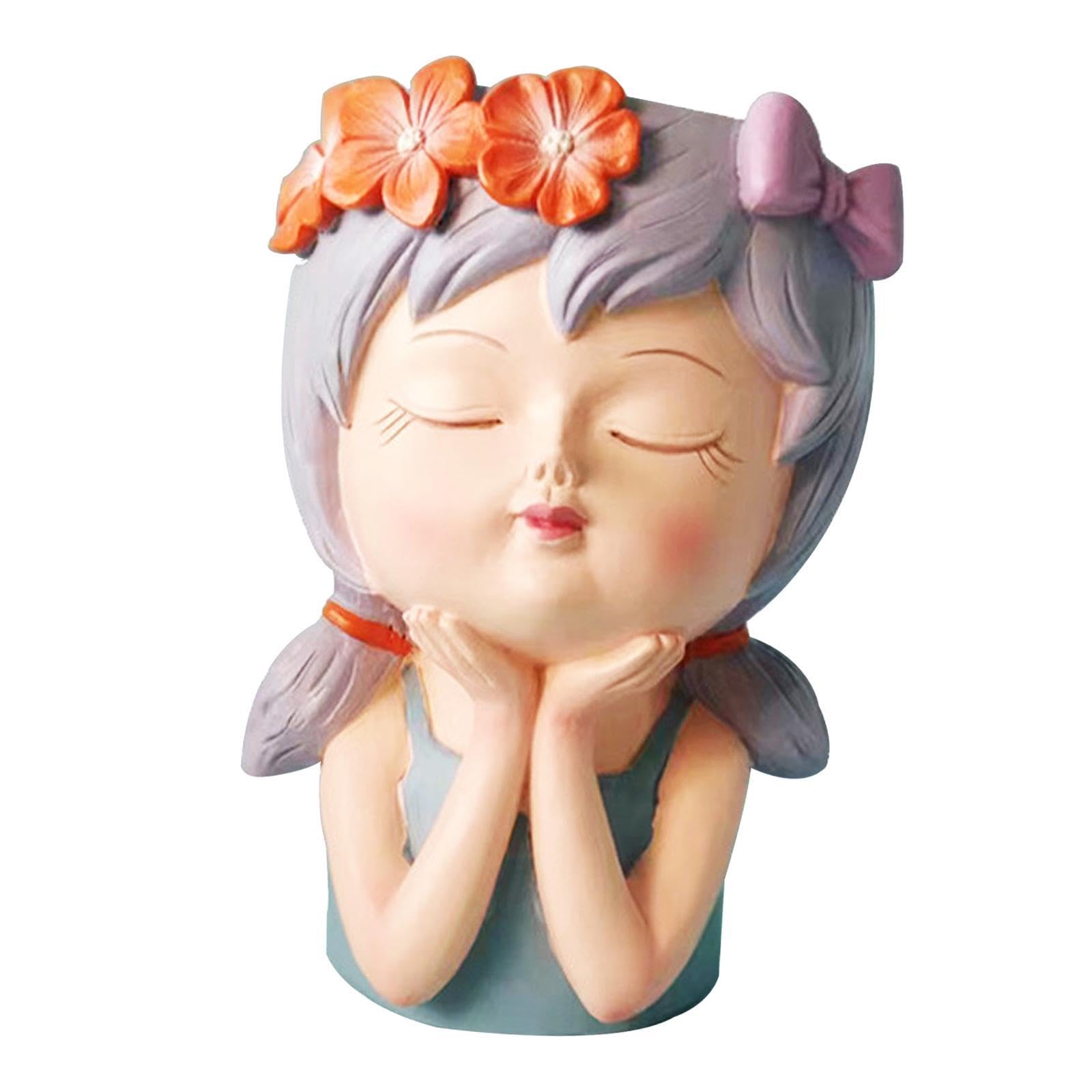 TWISAXC Bust Vase Planter Elegant Girl Sculpture Indoor Plant Pot Flowerpot With for Creative Colors And Fine Workmanship Bust Vase Planters Portrait Planter Flower Pot, Style H