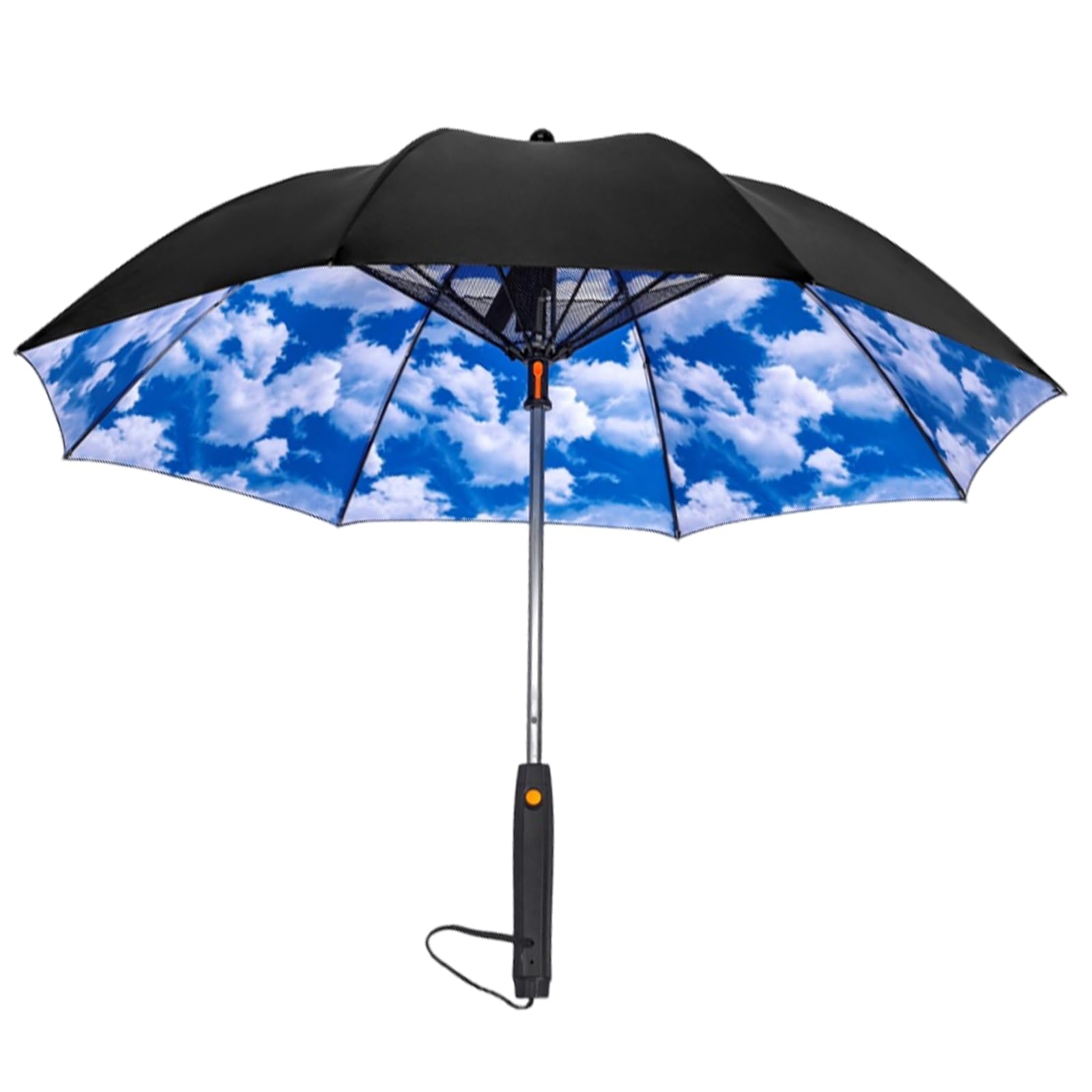 Uqezagpa Blue Sky And White C Outdoor Battery Powered Sun Umbrellas Cooling Misting Fan Umbrellas For Spectators Innovative