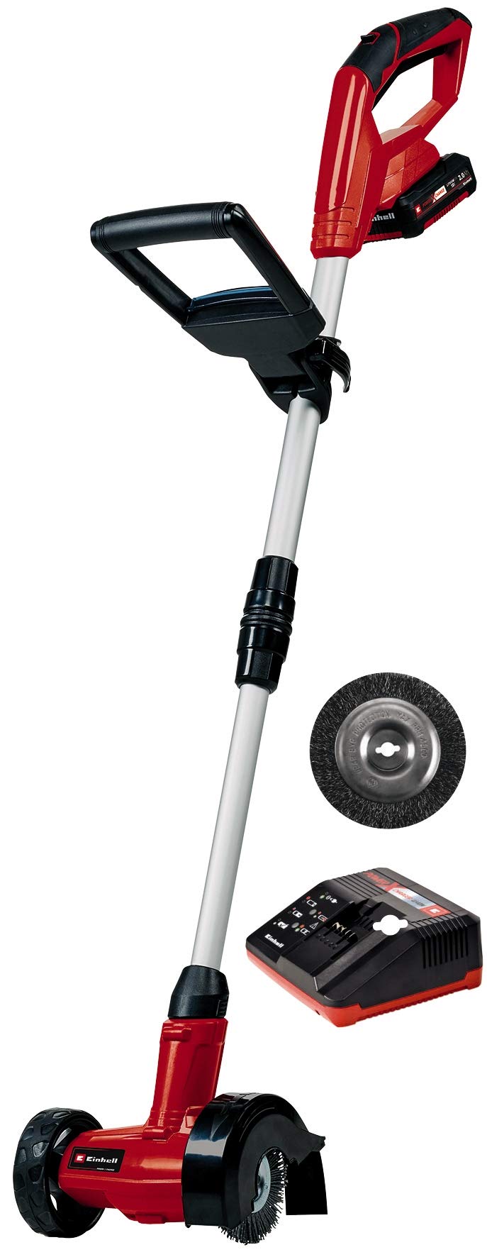 Einhell Akku Fugenreiniger GE-CC 18 Li Set Power X-Change (Lithium Ionen, 18 V, 1200 min-1, Bürstendurchmesser 10 cm, inkl. Stahl- und Nylonbürste) & Original Einhell Ersatzbürste Stahl GC-EG 1410