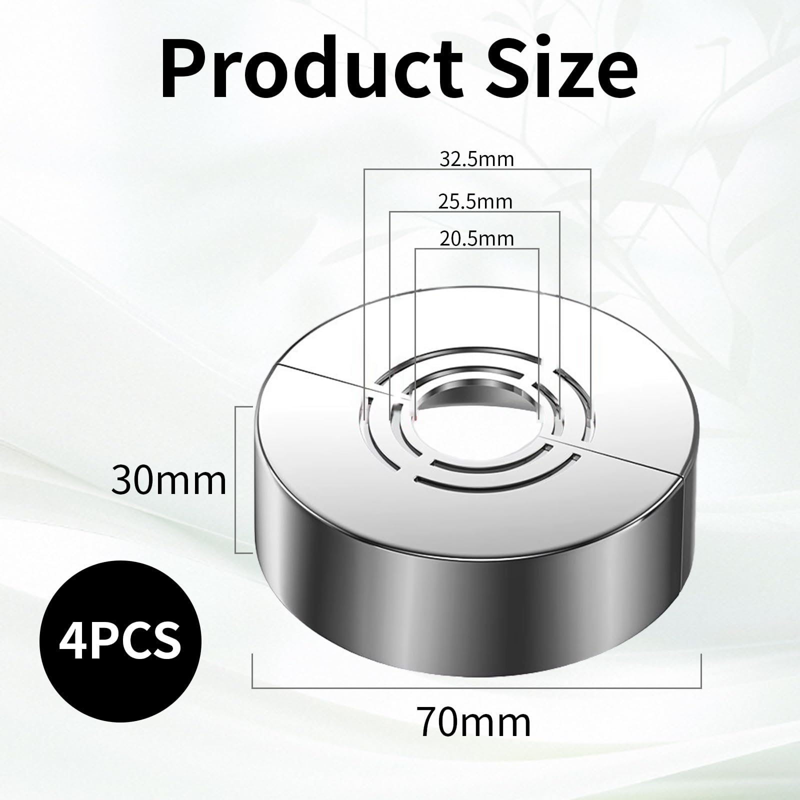 4 rozety do armatury prysznicowej, 70 x 30 mm, rozeta do armatury prysznicowej, rozety prysznicowej, rozety maskującej, 3 rozmiary regulowane, do armatury prysznicowej, kranów, rur grzewczych