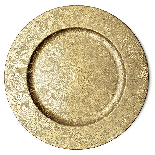 Plastic Charger Plates 1. Gold Floral Charger Plates 13Inch Elegant