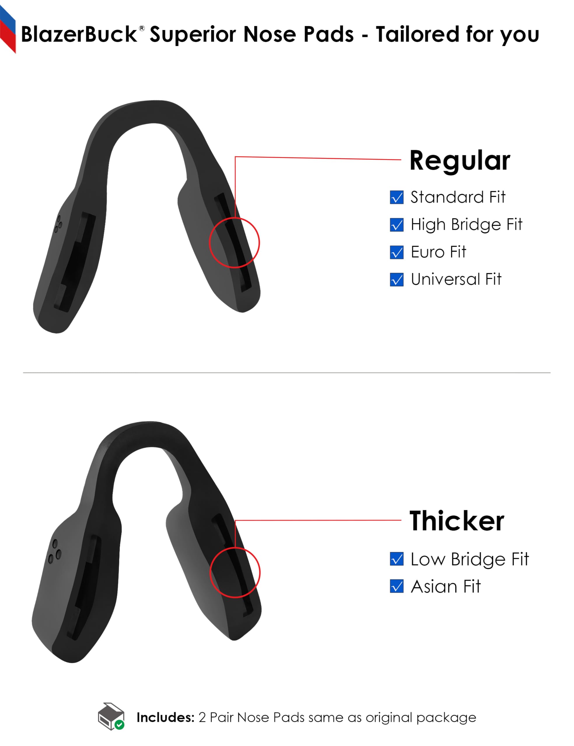 BLAZERBUCK Naselli di ricambio per occhiali da vista Oakley Nxtlvl Trajectory Bevel Hex Jector