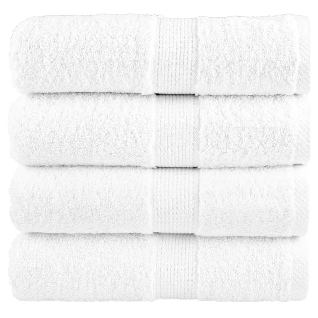 Biancheria e biancheria da letto, Asciugamani per ospiti Premium, 4 pezzi, bianco, 30 x 50 cm, 600 g/m², 100% cotone