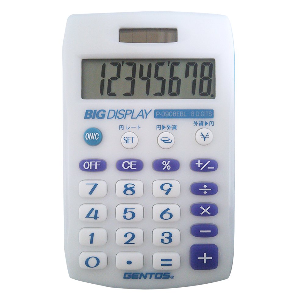 Amazon | アデッソ GENTOS レート換算電卓 携帯 8桁 P-0908EBL ブルー  