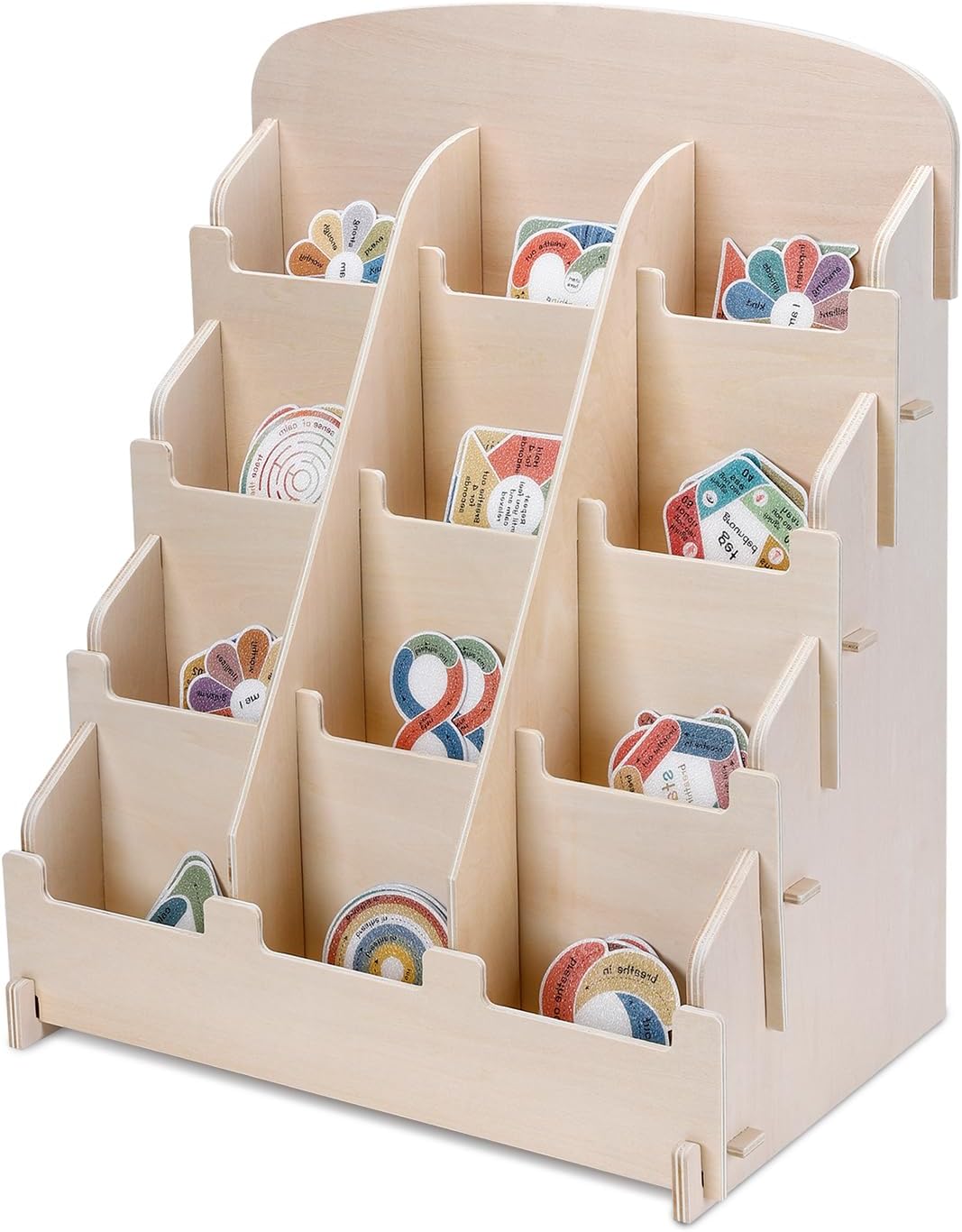 UCEC 4-Tier Sticker Display Stand for Vendors, 16-Pocket Acrylic Display Stands for 4'' Large Stickers & Card Stand, Organizer for Trade Shows, Retail Stores, Small Business Supplier Events