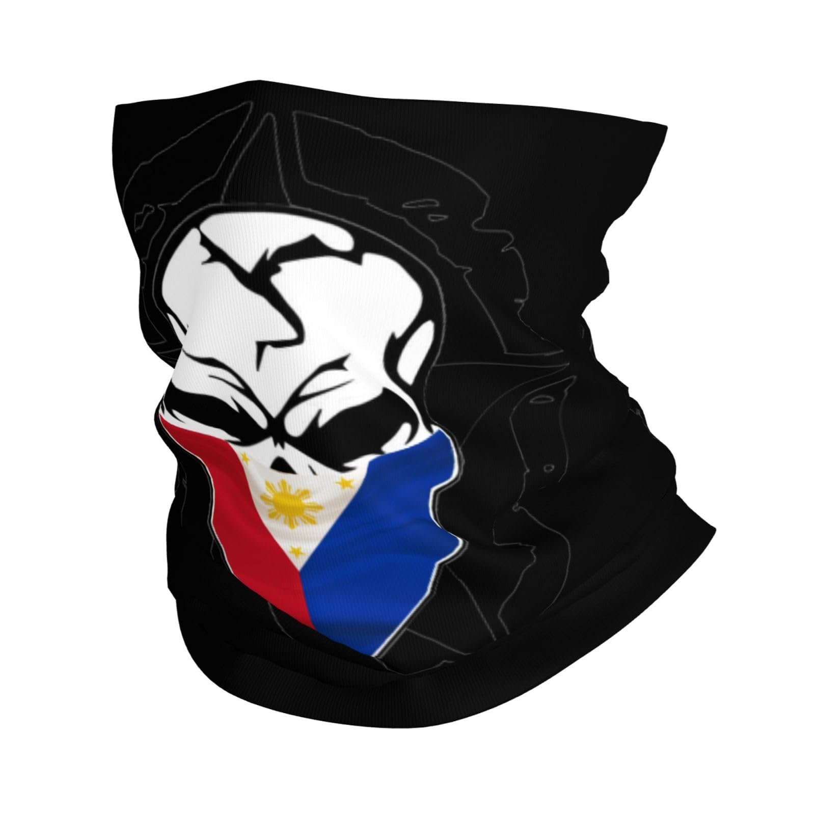 Generic Skull Philippines Philippinese Filipinos Flag Neck Gaiter Face Mask for Men Women Uv Protection Seamless Face Shield Cool Breathable Cycling Riding Running Headbands Bandana