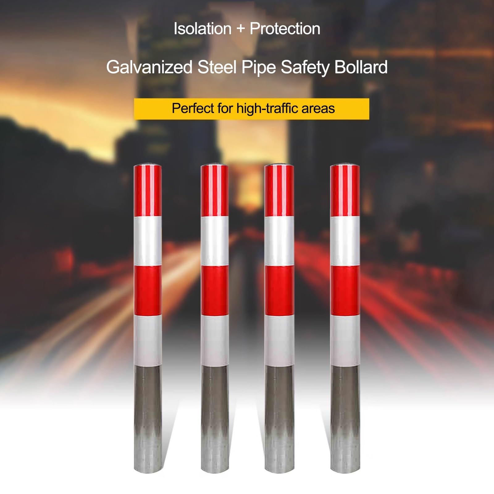Bornes de sécurité réfléchissantes (8 pièces, rouge, 100,1 x 11,4 cm) – Blocage de stationnement fixe anti-collision avec ruban d'avertissement pour un contrôle efficace de la circulation et une
