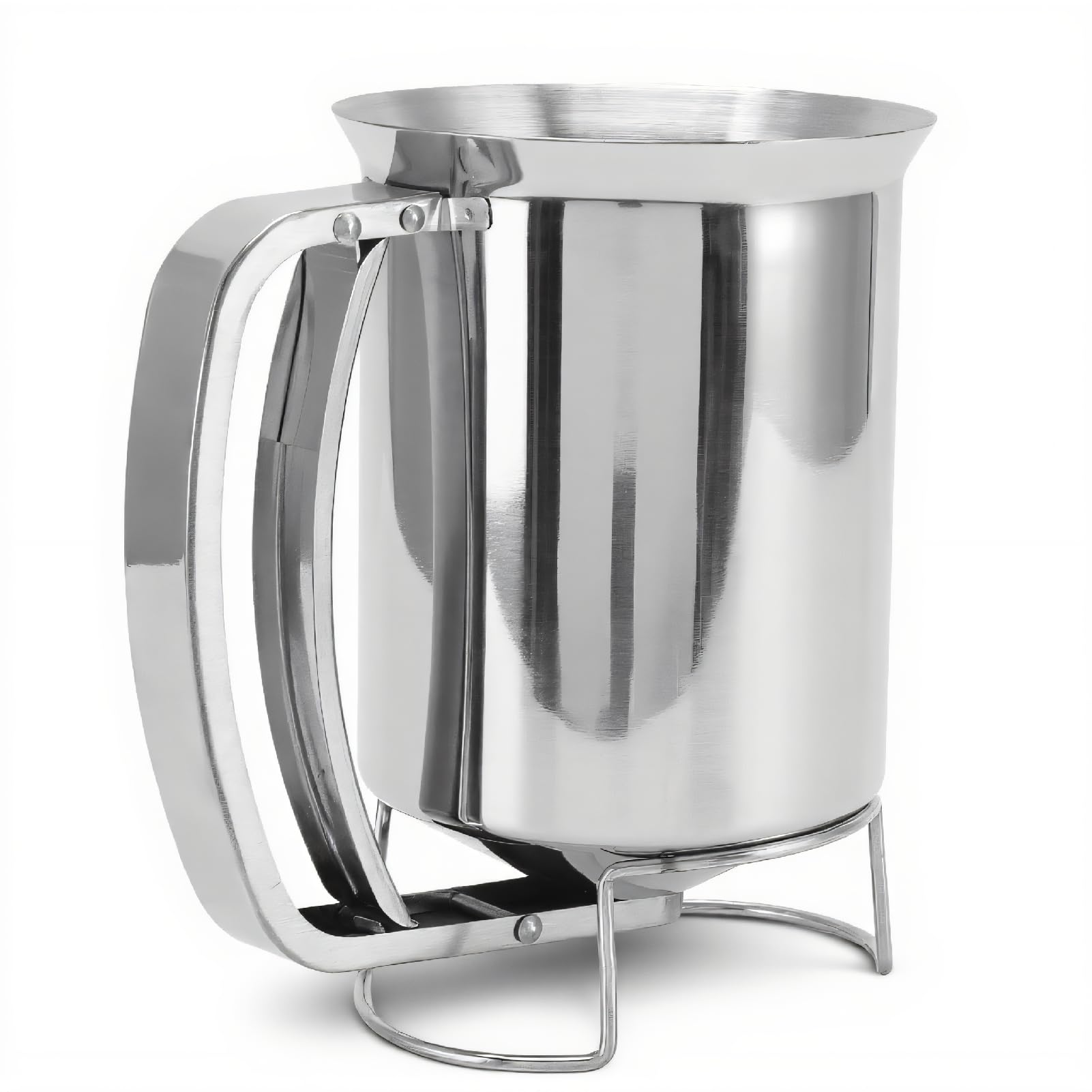 Dispensador de masa de panqueques de acero inoxidable de 1000 ml, vertedor de panqueques de mano para hornear magdalenas, magdalenas, crepes, gofres, boquilla de flujo fácil