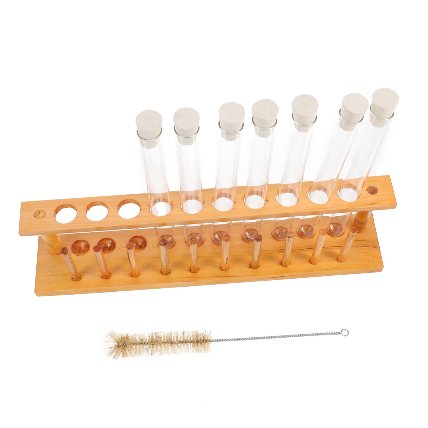 Cabilock Tubos De Ensayo De Madera Con Tapones y Cepillo De Limpieza Para Experimentos De Laboratorio y Proyectos Científicos Madera